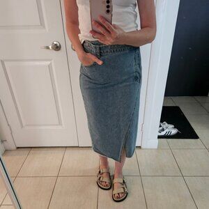 Denim midi skirt